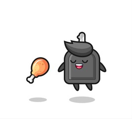 Fototapeta premium cute car key floating and tempted because of fried chicken