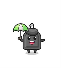 cute car key illustration holding an umbrella