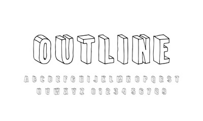 Hollow bulk sans serif font in the style of hand drawn graphic