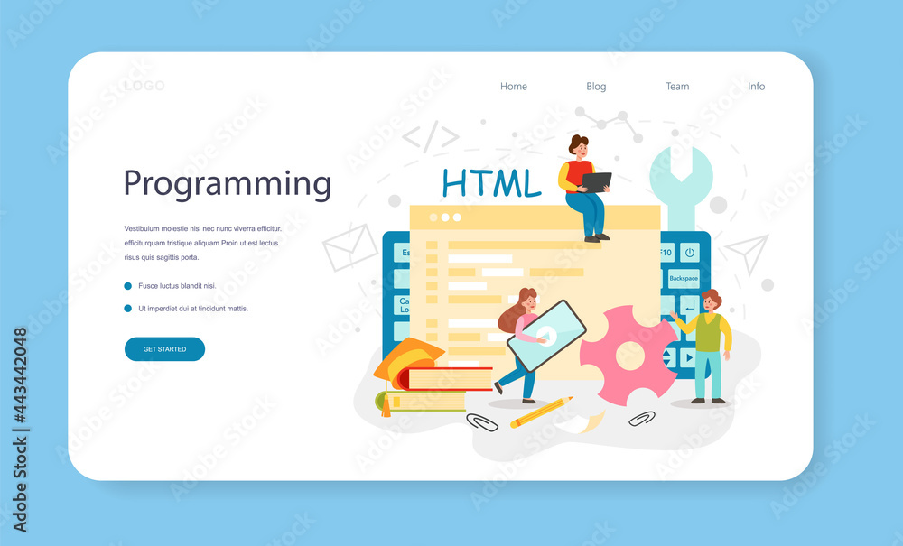 Poster programming web banner or landing page. it education