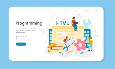 Programming web banner or landing page. IT education