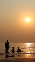 family at sunset