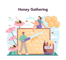 Hiver or beekeeper concept. Professional farmer gathering honey