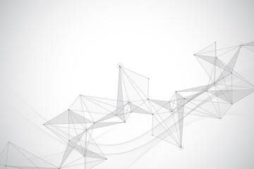 Geometric graphic background molecule and communication. Big data complex with compounds. Perspective backdrop. Minimal array Big data. Digital data visualization. Scientific illustration.