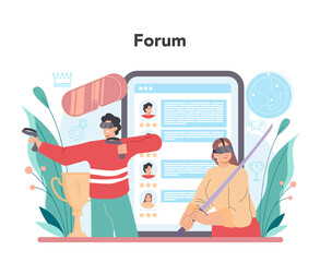 Gamer online service or platform. Person play on the computer video game