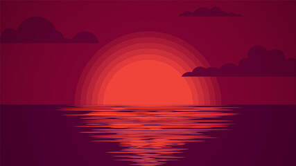Fototapeta na wymiar Sea sunset. Summer landscape. Vector background