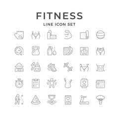 Set line icons of fitness