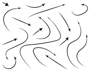 Obraz premium Vector set of hand-drawn arrows, elements for presentation on white background