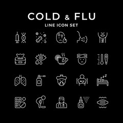 Set line icons of cold and flu