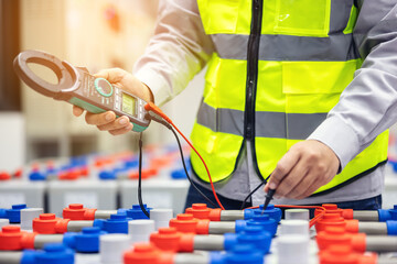 Engineering electrician used digital tester battery in power room backup