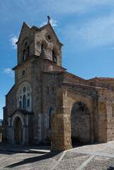 Fototapeta na wymiar View of ancient church of San Vicente Martir and San sebastian at Frias, Burgos, Merindades, Spain, Europe