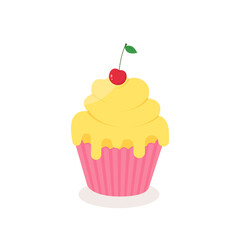 This is a cupcake with cherry. Could be used for flyers, postcards, banners, menu, holidays decorations, etc.