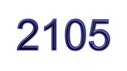 blue 2105 number 3d effect white background