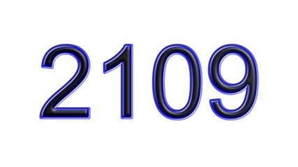 blue 2109 number 3d effect white background