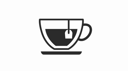 Tea Cup Icon. Vector isolated editable flat black and white tea cup