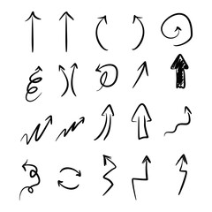 Hand drawn vector arrow set. Vector doodle 