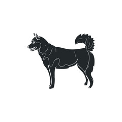 Siberian Husky Icon Silhouette Illustration. Dog Pet Animal Vector Graphic Pictogram Symbol Clip Art. Doodle Sketch Black Sign.
