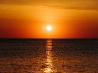 The sun rising over the Atlantic Ocean, Outer Banks, North Carolina