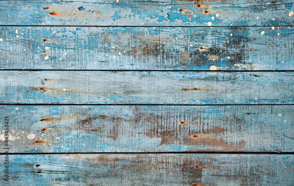 Sticker blue rustic wooden background