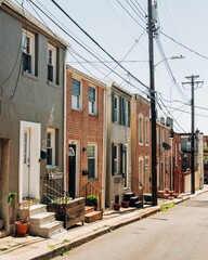 Brick row houses in Baltimore, Maryland