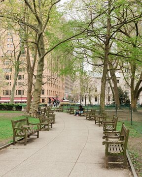 Benches And Path And Rittenhouse Square Park, Philadelphia, Pennsylvania