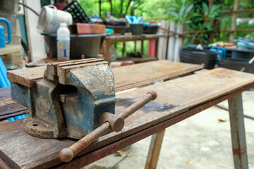 clamp for holding a piece of steel or wood.