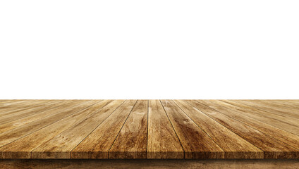 Old wood table top on white background