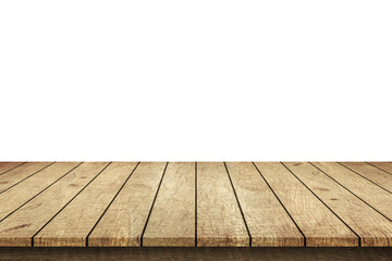 Old wood table top on white background