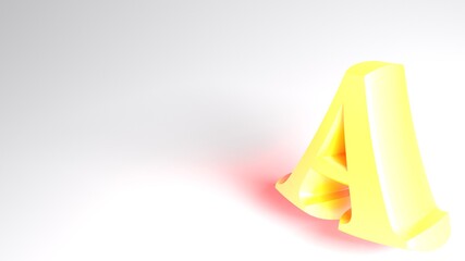 White background with A letter - 3D rendering illustration