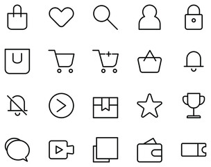 Simple set of e-commerce vector on white background.