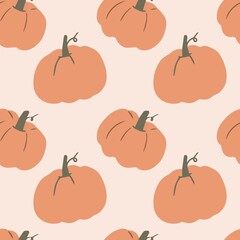 Vector pattern with a cute pumpkin for Halloween in a cartoon style for children's textiles