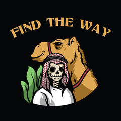 Skull with arabian dress and camel