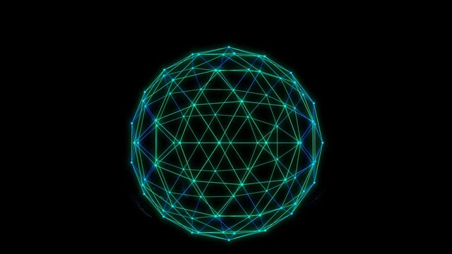 Big data 3d Earth. World map surrounding globe rotating. Plexus News logo