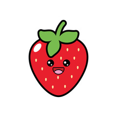 Cartoon Kawaii Strawberry Vector Illustration