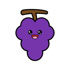 Cartoon Kawaii Grapes Vector Illustration