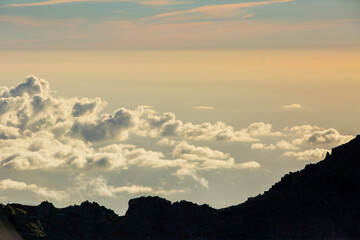 Fototapeta premium Spring sunset in astronomical observatory, La Palma Island, Canary Islands, Spain