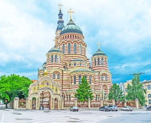 The colorful Cathedral in Kharkiv, Ukraine
