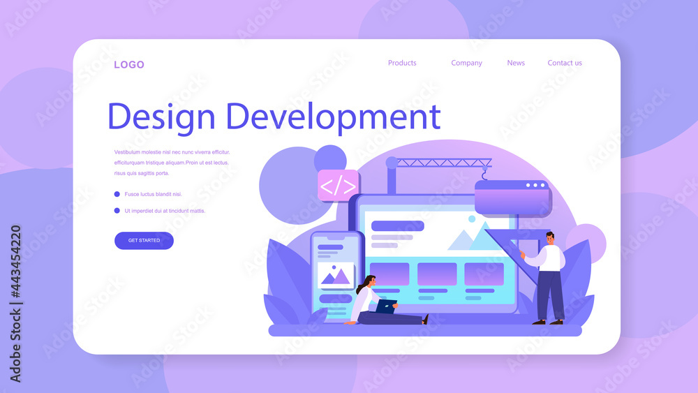 Poster responsive web design web banner or landing page. adaptive content