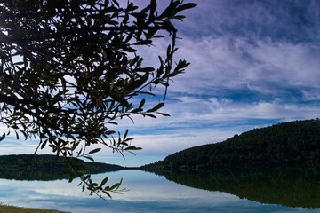 krajobraz jezioro widok natura drzewa niebo chmury embalse de la jarosa madryt