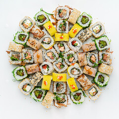 sushi on the white background
