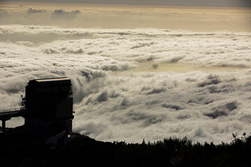 Spring sunset in astronomical observatory, La Palma Island, Canary Islands, Spain