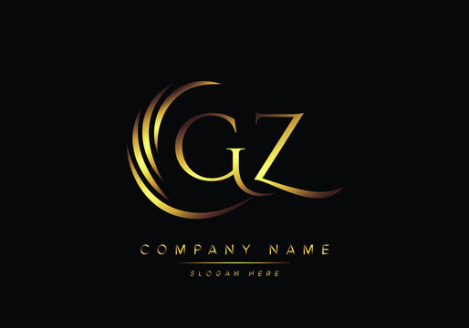 alphabet letters GZ monogram logo, gold color elegant classical