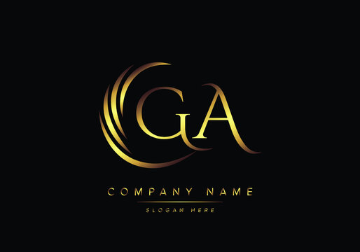 alphabet letters GA monogram logo, gold color elegant classical