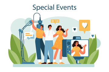 Special event concept. Media performance organization as a marketing