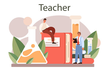 Teacher concept. Professor giving a lesson in a classroom. School or college