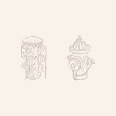 fire hydrant hand drawing illustration