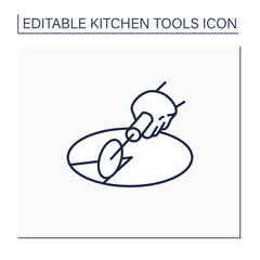 Pizza cutter line icon. Roller blade. Pizza wheel. Cooking utensils. Kitchen tools concept. Isolated vector illustration. Editable stroke