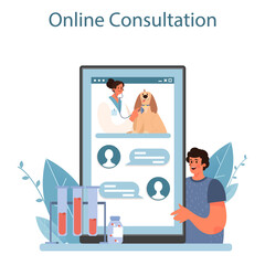 Pet veterinarian online service or platform. Veterinary doctor checking