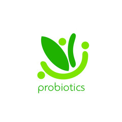 Probiotics logo. Bacteria logo. Concept of healthy nutrition ingredient for therapeutic purposes. Simple flat style trend modern logotype graphic design isolated