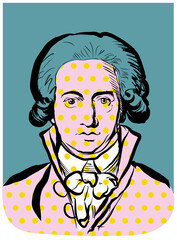 Der junge Goethe als moderne Illustration. Portrait von Johann Wolfgang von Goethe.